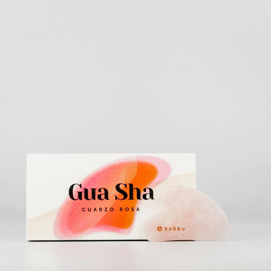 Rožinio kvarco akmens veido masažuoklis Gua Sha
